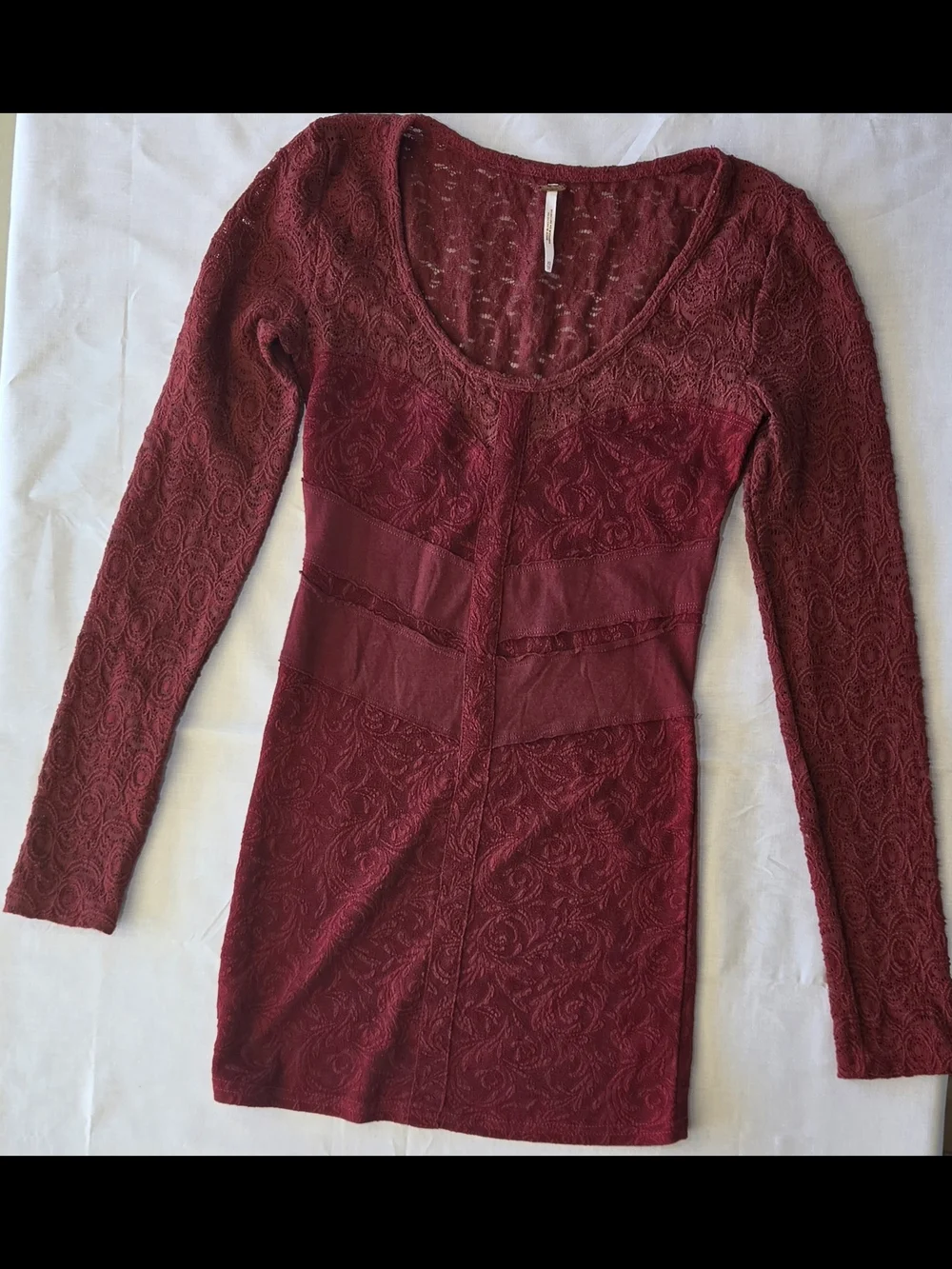 Free People Burgandy Fall Bodycon  Mini Dress Whimsigoth Y2k Vamp Maxxlayering